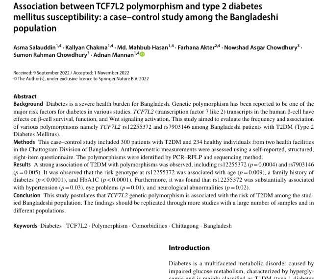 Association between TCF7L2 polymorphism and type 2 diabetes
